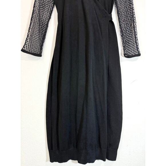 NWT Diane von Fürstenberg Zelda Bis Lace Midi Wrap Dress Silk Black Knit Size M - Picture 7 of 11